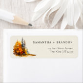 Herfst bos, pijnbomen Retouradres Label (Insitu)