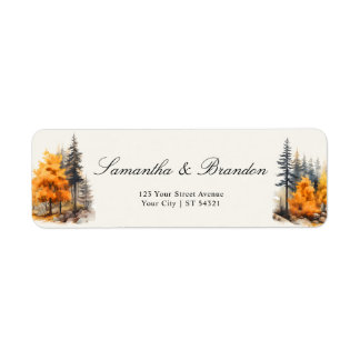 Herfst bos, pijnbomen Retouradres Label