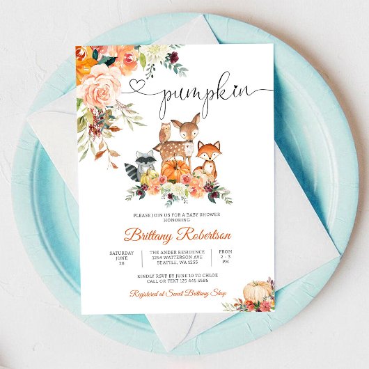 Herfst Bos Pompoen Baby Shower Uitnodiging