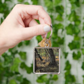Herfst bos scène sleutelhanger (Hand)