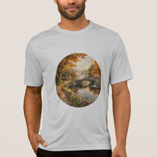 Herfst Bos Stenen Brug Rivier Zonsopgang T-shirt