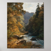 Herfst Bos Stroom Herten Landschap Poster (Voorkant)
