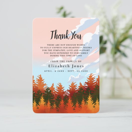 Herfst bos sympathie dank u bedankkaart (Staand voorkant)