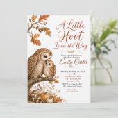Herfst bos uil baby shower kaart (Staand voorkant)