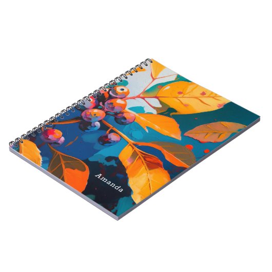 Herfst bos verlaat. Herfstbladeren en bessen Notitieboek (Linkerzijde)