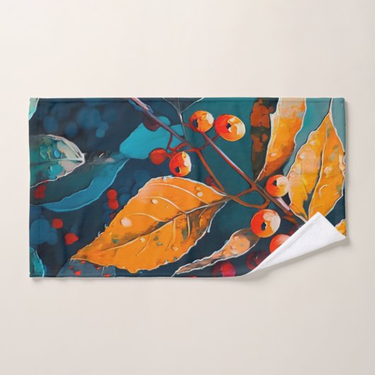 Herfst bos verlaat. Natuur herfstbloemenbes Handdoek (Handdoek)