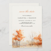 Herfst bos Verliefd worden Bewaar de datum Save The Date (Voorkant / Achterkant)