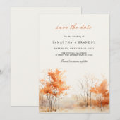 Herfst bos Verliefd worden Reserveer de datum Save The Date (Voorkant / Achterkant)