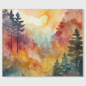 Herfst bos waterverf gloed cadeaupapier (Vlak)