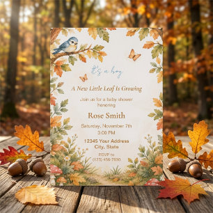 Herfst bos waterverf jongens baby shower kaart