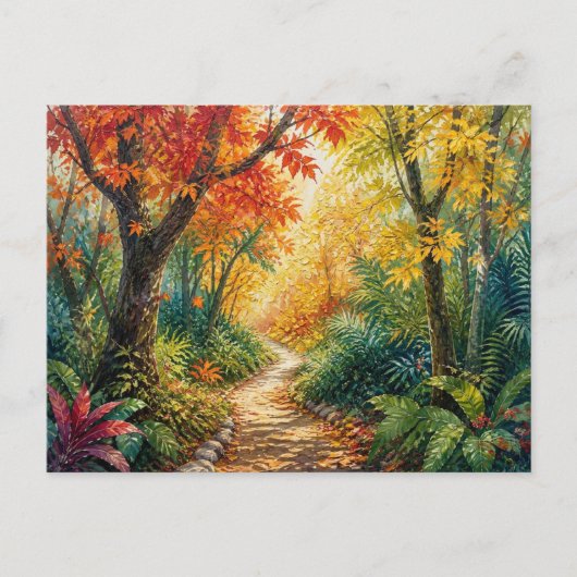 Herfst Bos Weg Briefkaart (Voorkant)