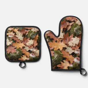 Herfst Bosbodem Paddenstoelen Mos Afgevallen Blade Ovenwant & Pannenlap Set