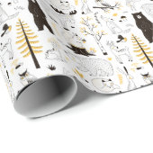 Herfst bosbomen bladeren patroon cadeaupapier (Rol Hoek)