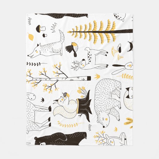 Herfst bosbomen bladeren patroon fleece deken (Voorkant)