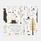Herfst bosbomen bladeren patroon fleece deken (Voorkant (Horizontaal))