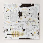 Herfst bosbomen bladeren patroon legpuzzel (Horizontaal)