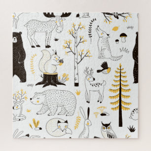 Herfst bosbomen bladeren patroon legpuzzel