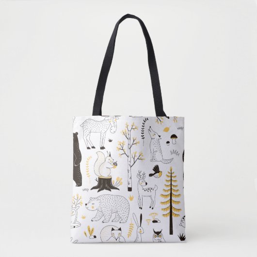 Herfst bosbomen bladeren patroon tote bag (Voorkant)