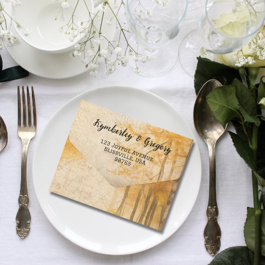 Herfst boscrème achtergrond foto QR code All In One Uitnodiging