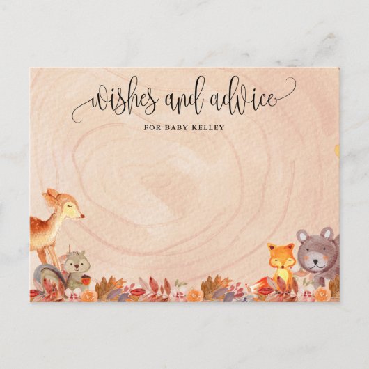 Herfst Bosdieren Baby Shower Advieskaart Briefkaart (Voorkant)