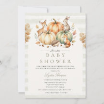 Herfst bosdieren baby shower uitnodiging