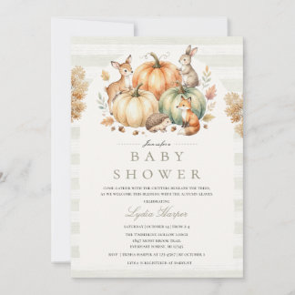 Herfst bosdieren baby shower uitnodiging