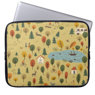 Herfst Bosdieren behang Laptop Sleeve