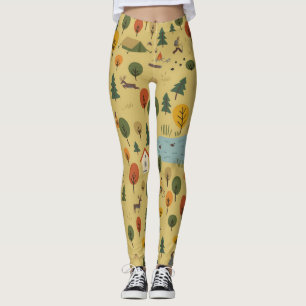 Herfst Bosdieren behang Leggings