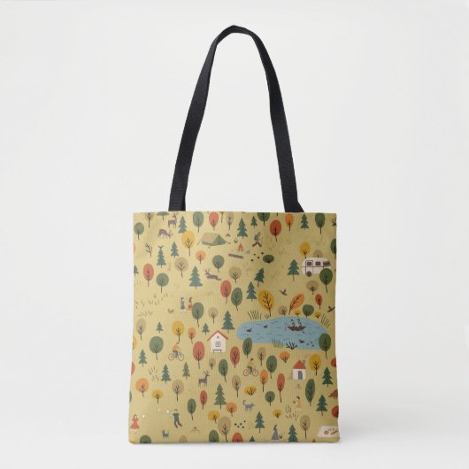 Herfst Bosdieren behang Tote Bag (Voorkant)