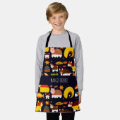 Herfst bosdieren retro patroon schort (Gedragen)