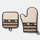 Herfst boskeuken ovenwant & pannenlap set (Voorkant)