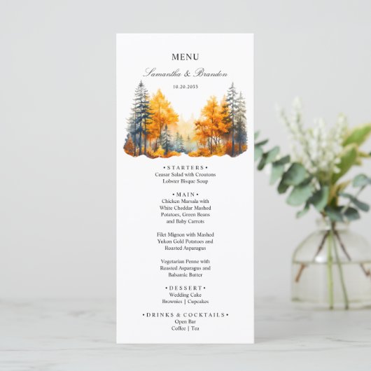 Herfst bosland, dennenbomen Herfst bos Menu (Staand voorkant)