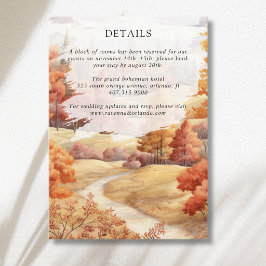 Herfst Bospad Bladeren Val Huwelijksdetails Informatiekaartje
