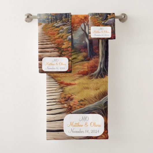  Herfst Bospad huwelijkscadeau Bad Handdoek (Insitu)