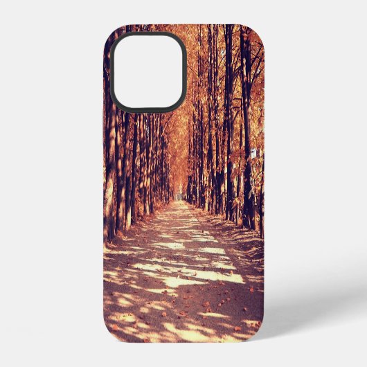 Herfst bospad: Rustige landschapsreis iPhone Hoesje (Achterkant)