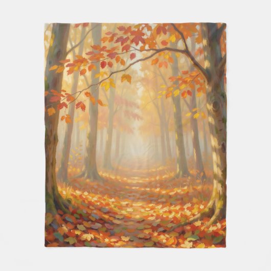 Herfst bospad Schilderachtige Landschapskunst Fleece Deken (Voorkant)