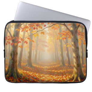 Herfst bospad Schilderachtige Landschapskunst Laptop Sleeve