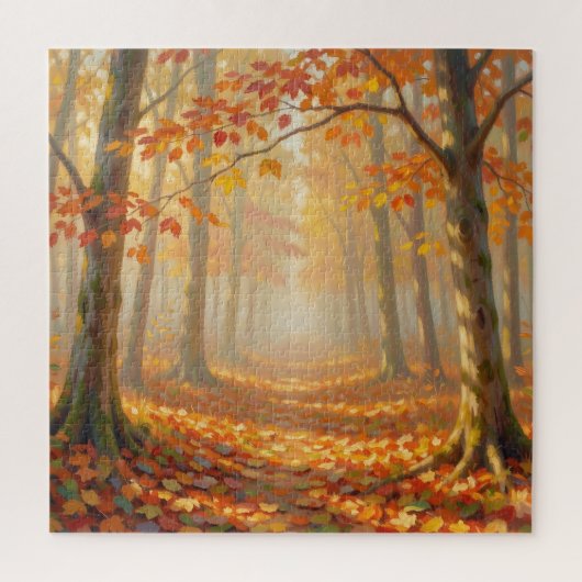 Herfst bospad Schilderachtige Landschapskunst Legpuzzel (Verticaal)