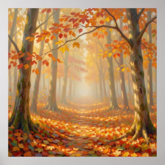Herfst bospad Schilderachtige Landschapskunst Poster (Voorkant)