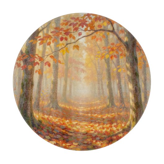 Herfst bospad Schilderachtige Landschapskunst Snijplank (Voorkant)
