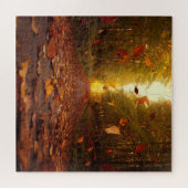 Herfst bospad vallende bladeren legpuzzel (Horizontaal)