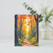 Herfst bospad | Waterverf herfstloof Briefkaart (Staand voorkant)