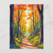 Herfst bospad | Waterverf herfstloof Briefkaart (Voorkant)