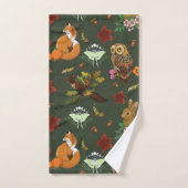 Herfst bosrijke bosdieren groen bad handdoek (Handdoek)