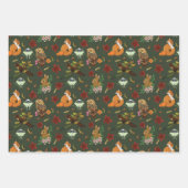 Herfst bosrijke bosdieren groen inpakpapier vel (Voorkant 3)
