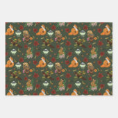 Herfst bosrijke bosdieren groen inpakpapier vel (Voorkant 2)