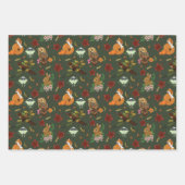 Herfst bosrijke bosdieren groen inpakpapier vel (Voorkant)