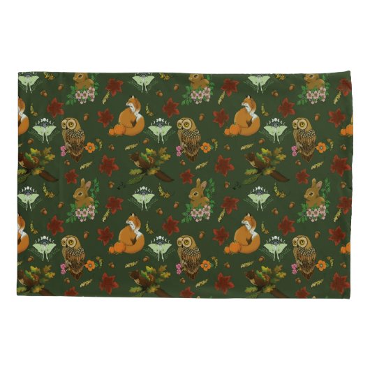 Herfst bosrijke bosdieren groen kussensloop (Achterkant)