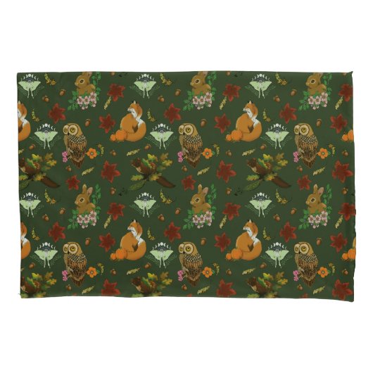 Herfst bosrijke bosdieren groen kussensloop (Voorkant)