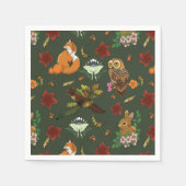 Herfst bosrijke bosdieren groen servet (Voorkant)